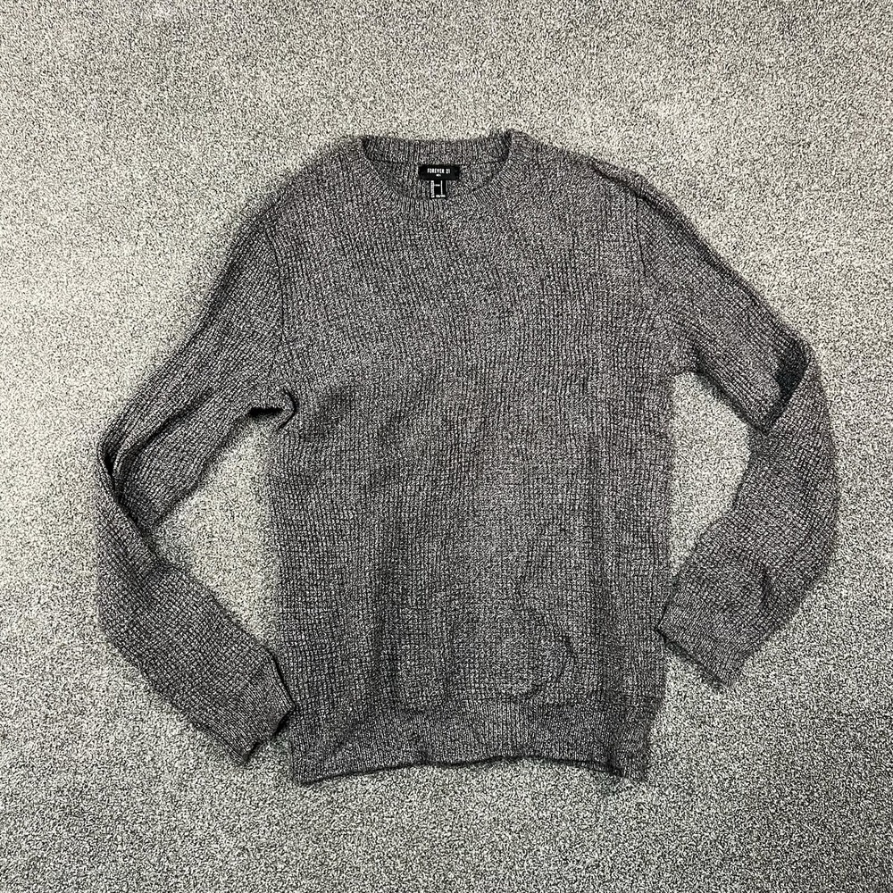 Forever 21 Men's Small Gray Marled Chunky Knit Crewneck Pullover Sweater